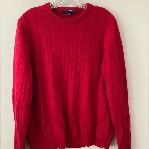 Brooks Brothers Fleece Vibrant Red Crewneck Cashmeres Sweater - Picture 5 of 6